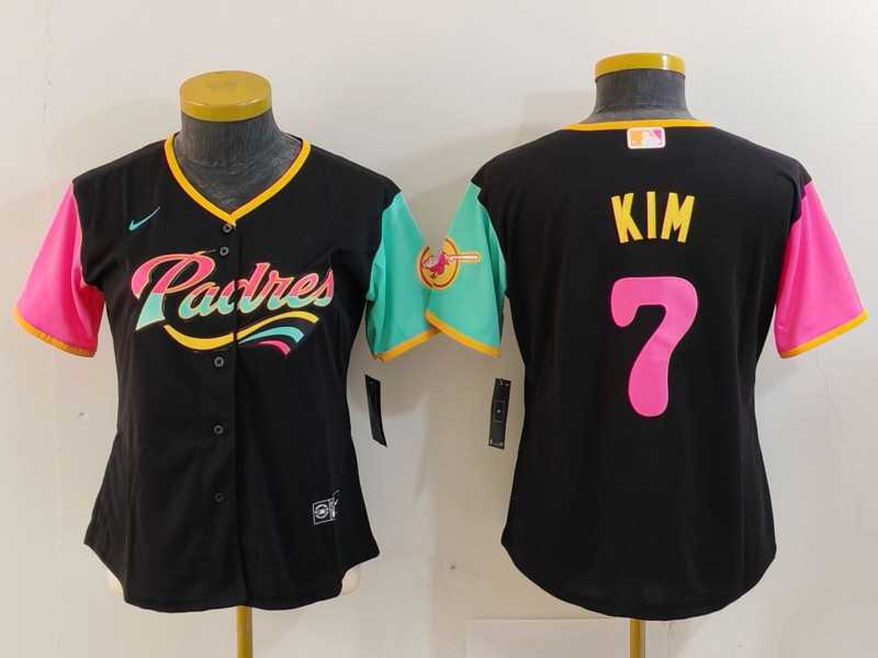 Womens San Diego Padres #7 Ha Seong Kim Black Fashion Baseball Jersey